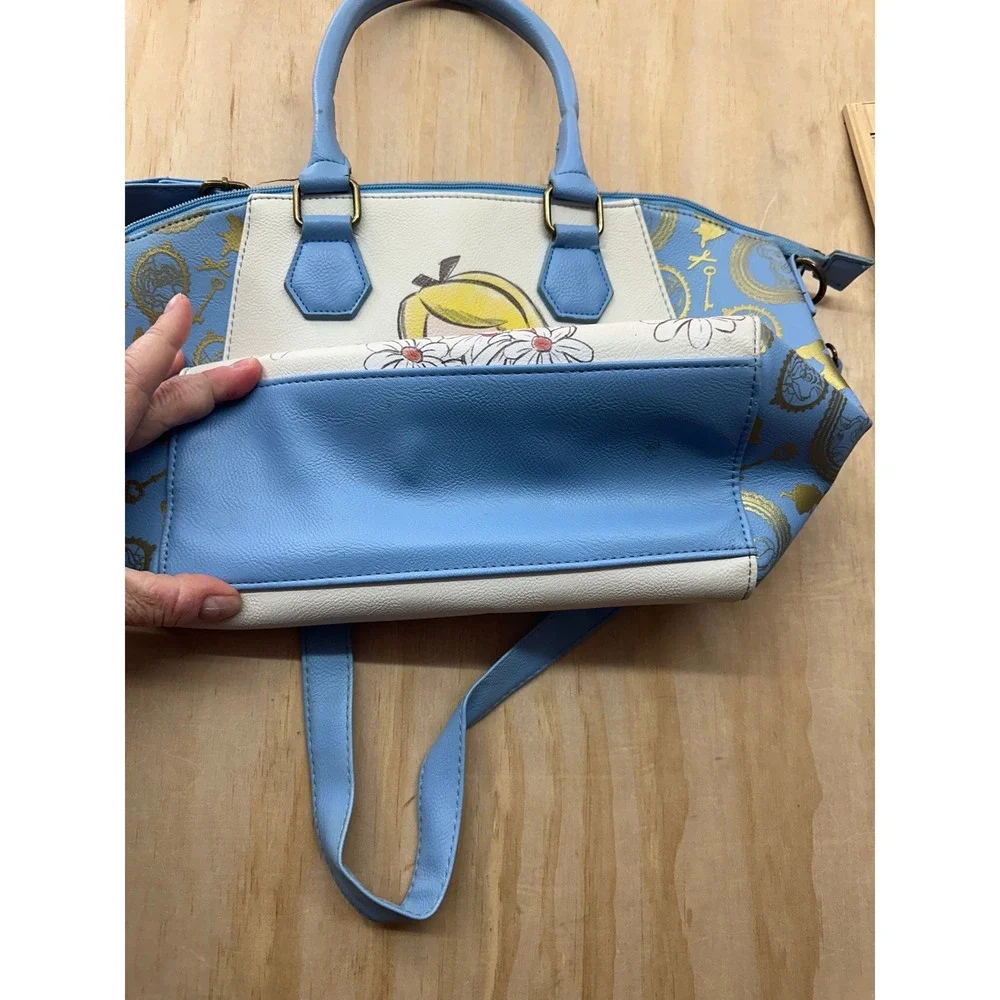 Disney Loungefly Alice in Wonderland Satchel Crossbody Bag Blue Gold Alice Dinah